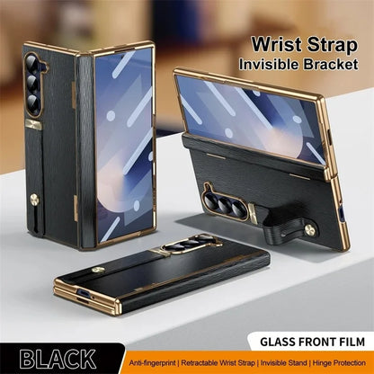 Galaxy Z Fold Series Elegant Textured Leather Strap Case