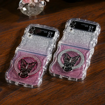 Classic Wave Glitter Butterfly Phone Case - Samsung
