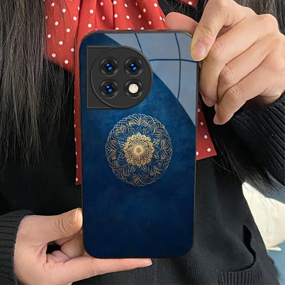 Gold Bloom Floral Tempered Glass Case - OnePlus