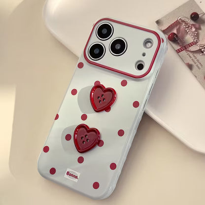 Cherry Love Heart Button Case