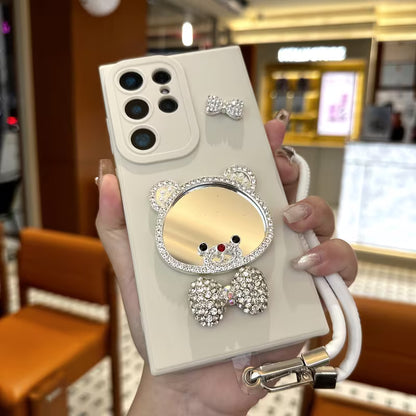 Crystal Bear Mirror Charm Case