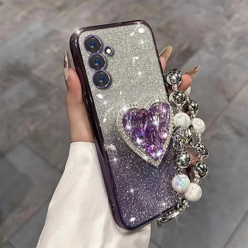 Heart Glow Pearl Phone Case - Samsung