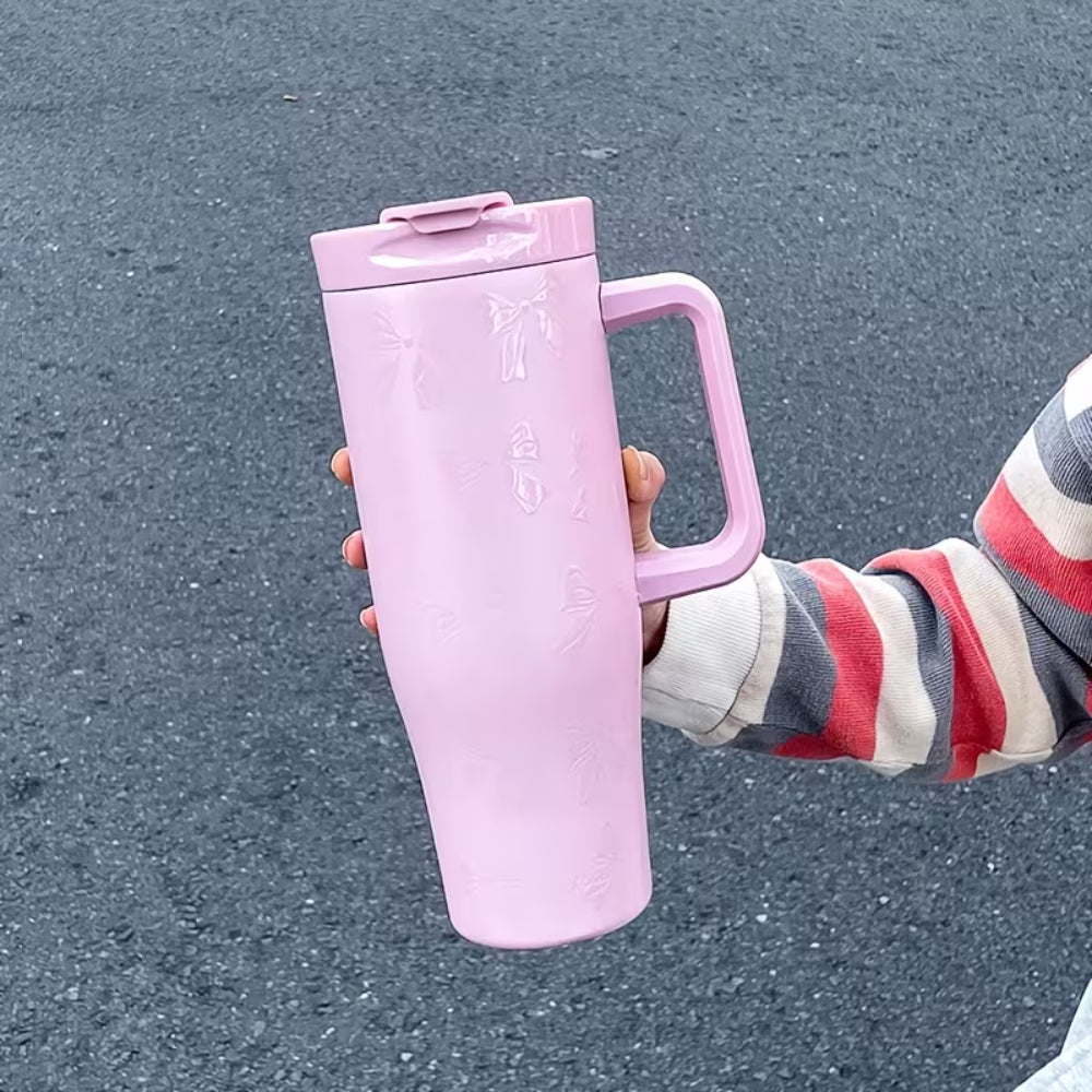 Rosy Ribbon Thermal Insulated Tumbler