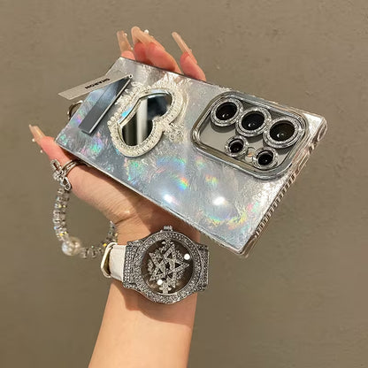 Radiant Crown Heart Mirror Case