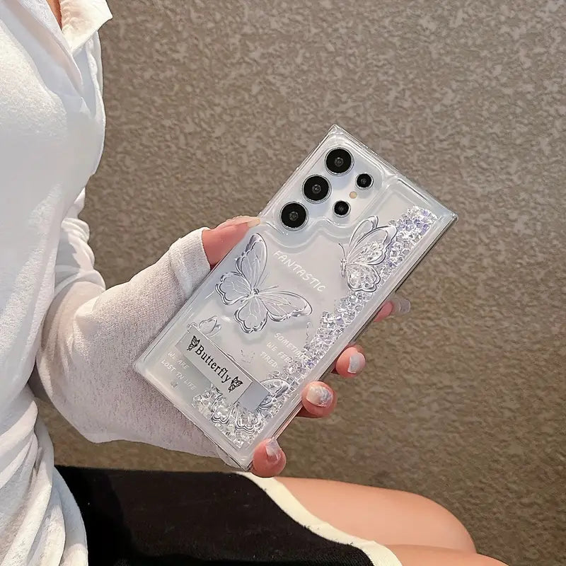 Glitter Butterfly Quicksand Phone Case - Samsung