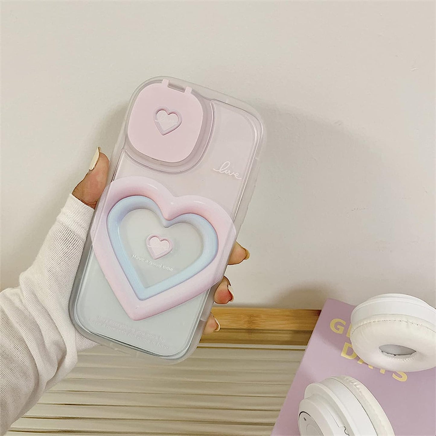 Pink & Blue Love Heart Mirror Case - iPhone