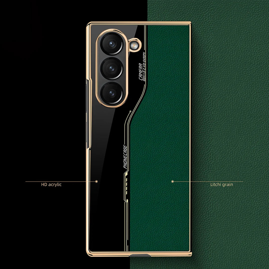 Galaxy Z Fold Series Luxury Plating Litchi Texture Case