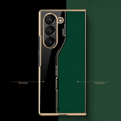 Galaxy Z Fold Series Luxury Plating Litchi Texture Case