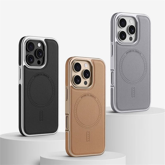 Elegant Business Plating Leather Mag Case- iPhone
