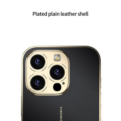 Exotic Plating Plain Leather Case - iPhone