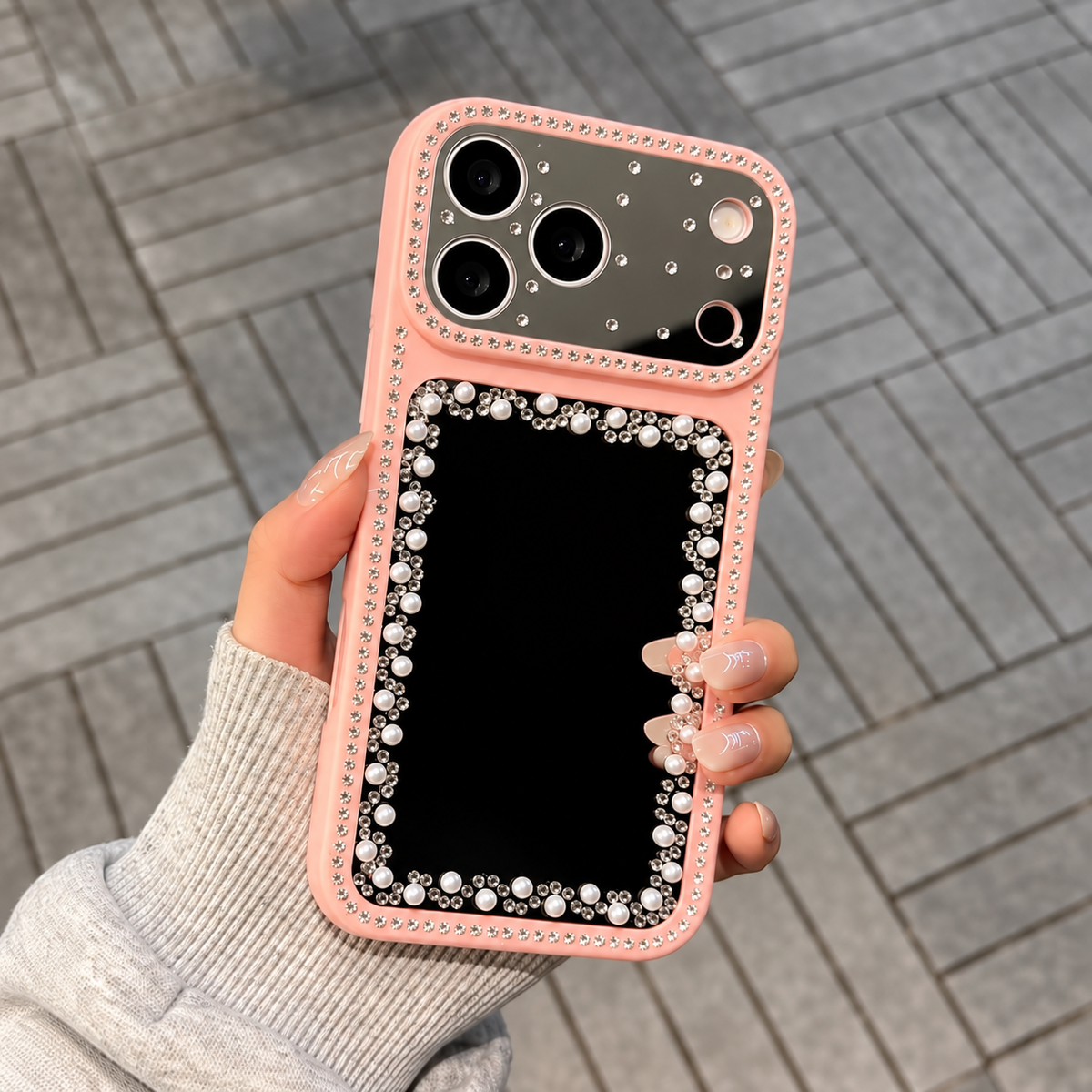 3D Pearl Glam Mirror Case