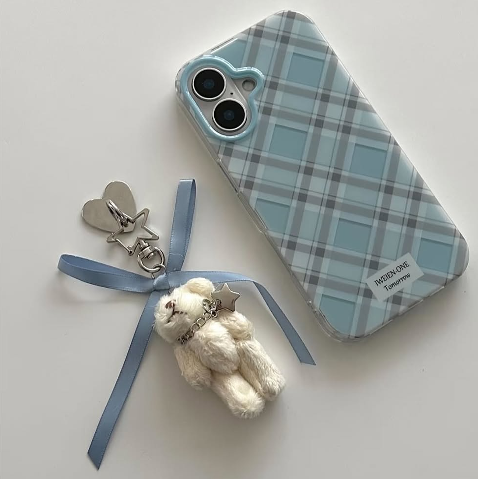 Plaid Love Bear Charm Case