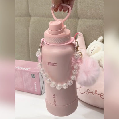 Pearl Glam Tumbler with Furry Charm