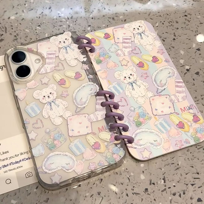 Kawaii Teddy Bear Notebook Phone Case