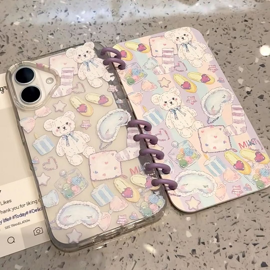 Kawaii Teddy Bear Notebook Phone Case