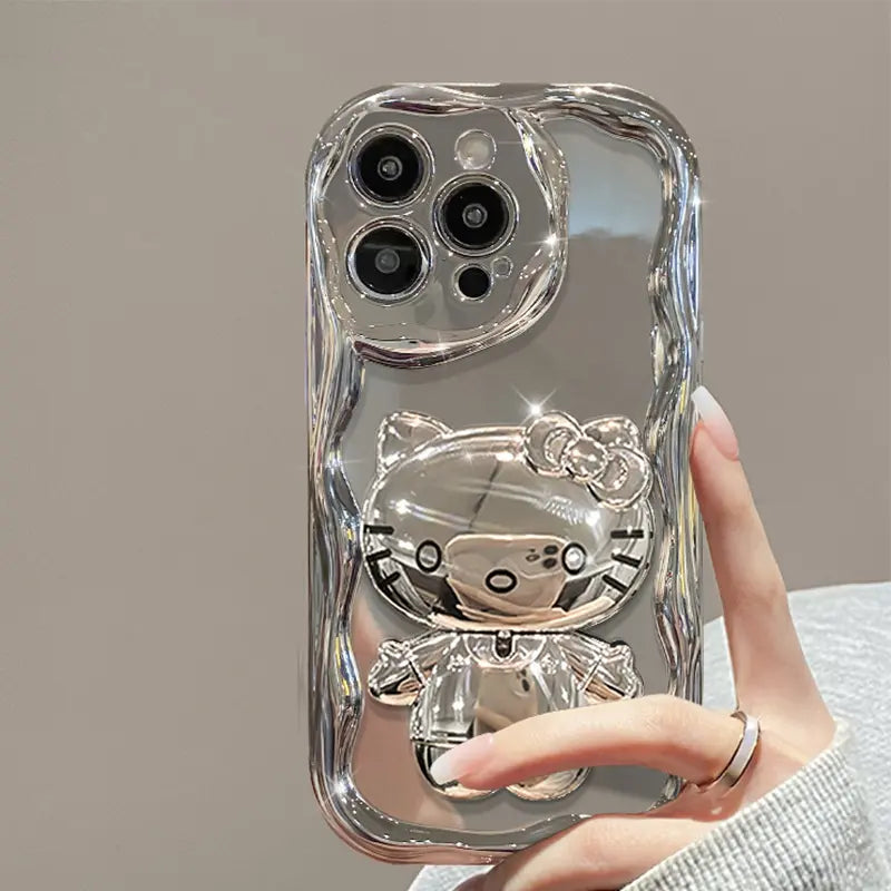 Silver Mirror Kitty Phone Case