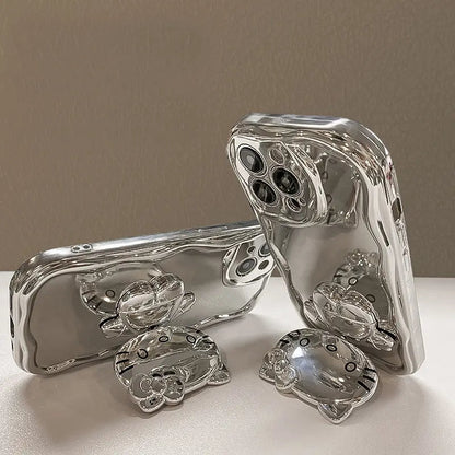 Silver Mirror Kitty Phone Case