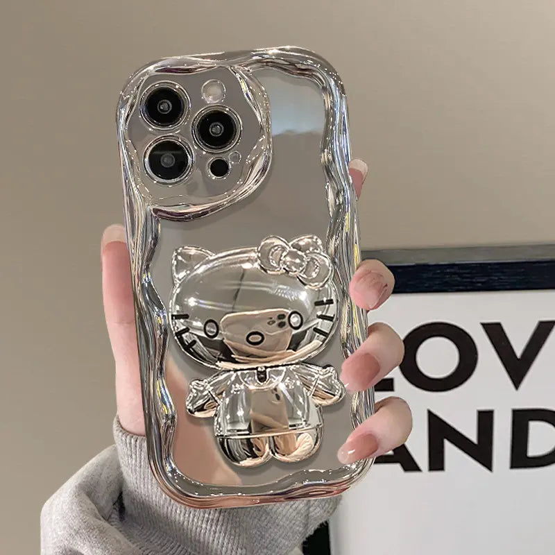 Silver Mirror Kitty Phone Case