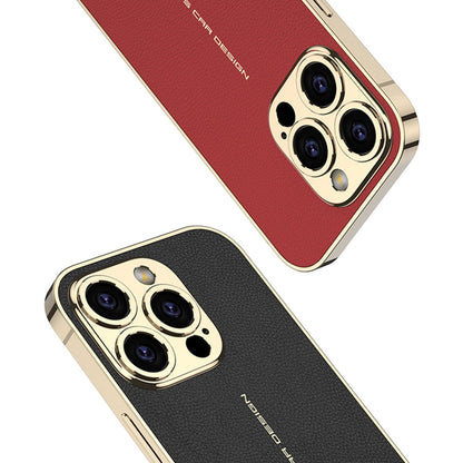 Exotic Plating Plain Leather Case - iPhone