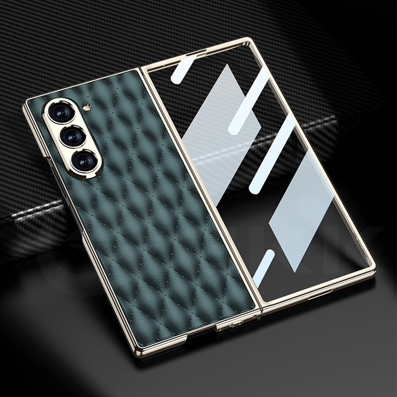 Galaxy Z Fold6 Luxury Diamond Plating Leather Case