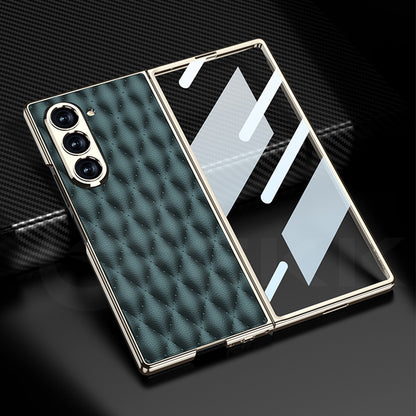 Galaxy Z Fold6 Luxury Diamond Plating Leather Case