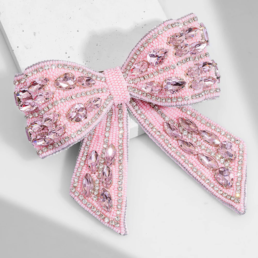Luxurious Crystal Bow Barrette
