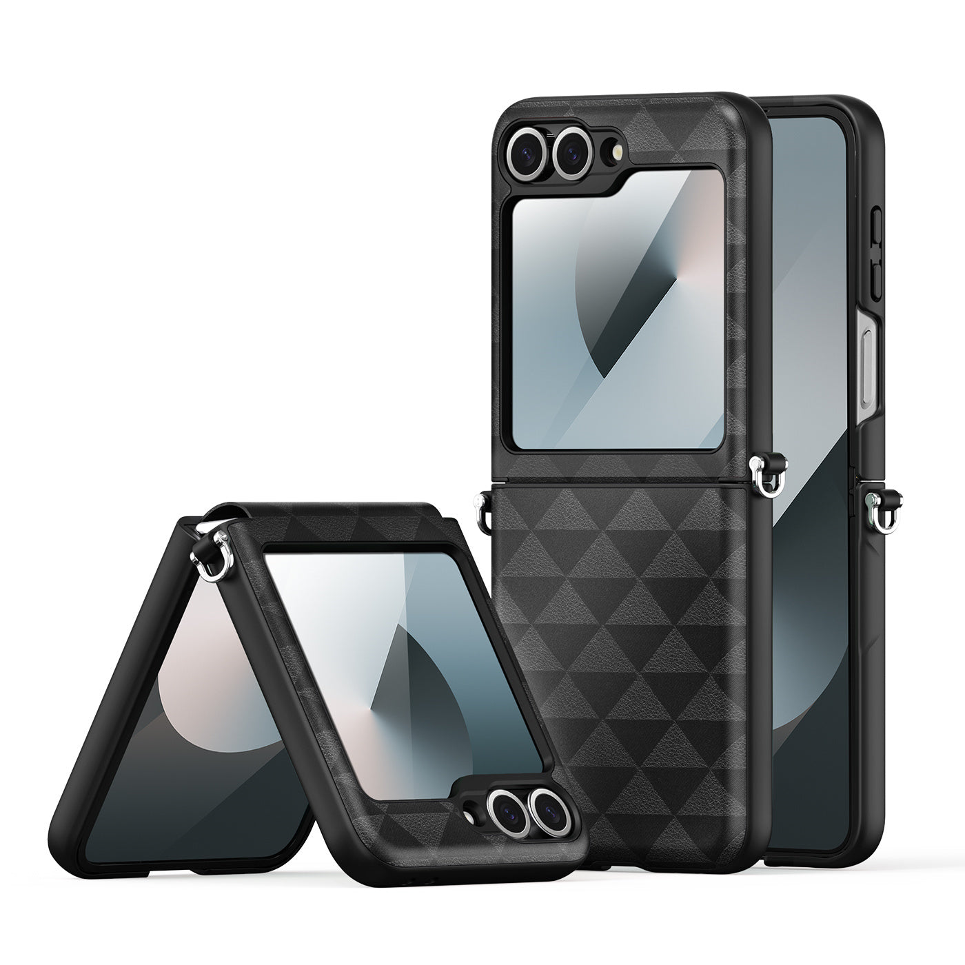 Galaxy Z Flip Series Premium Diamond PU Texture Hybrid Case