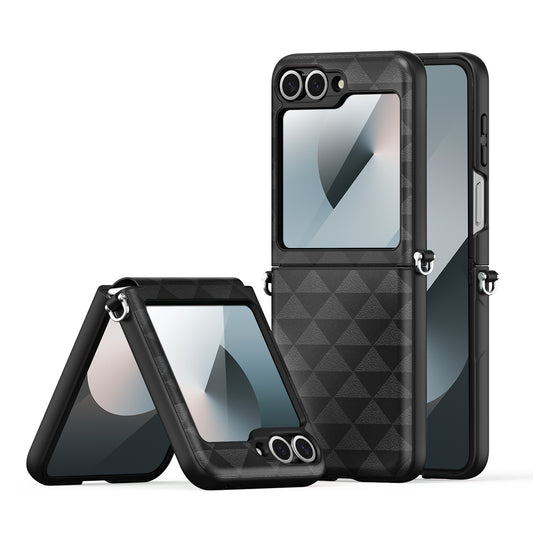 Galaxy Z Flip Series Premium Diamond PU Texture Hybrid Case