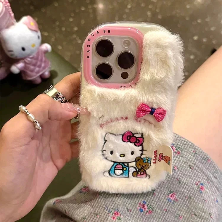 Kitty Fuzzy Embroidery Phone Case