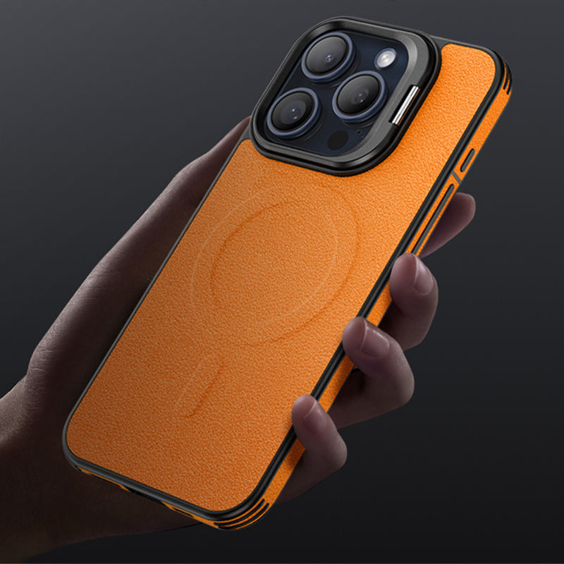 Embossed Magsafe Leather Bracket Case - iPhone