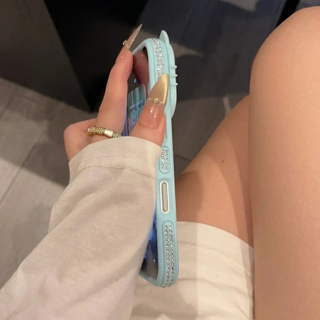 Glam Glitter Blue Kitty Case