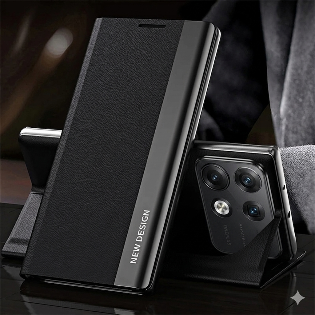 PU Leather Side Window Flip Case - Nothing