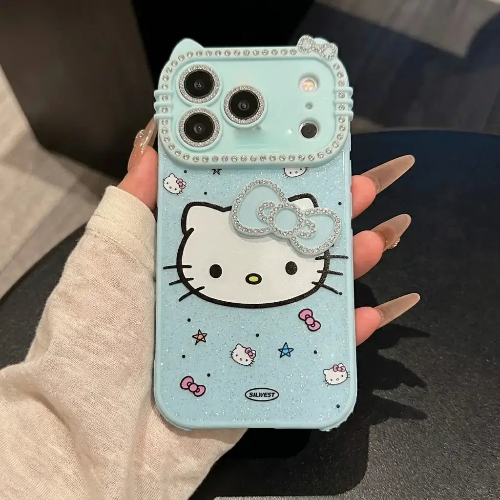 Glam Glitter Blue Kitty Case