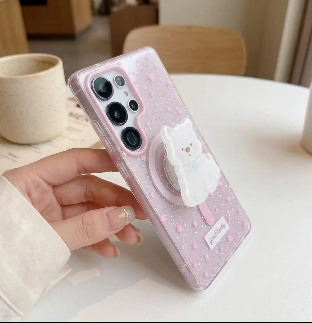 Sparkle Puppy Cartoon Star Grip Case