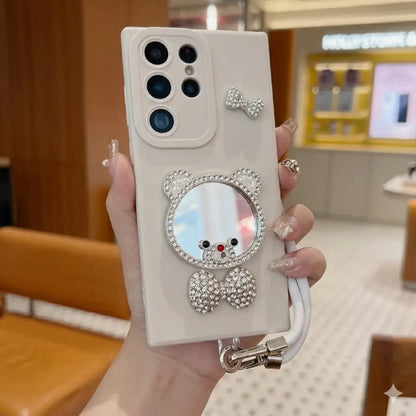 Crystal Bear Mirror Charm Case