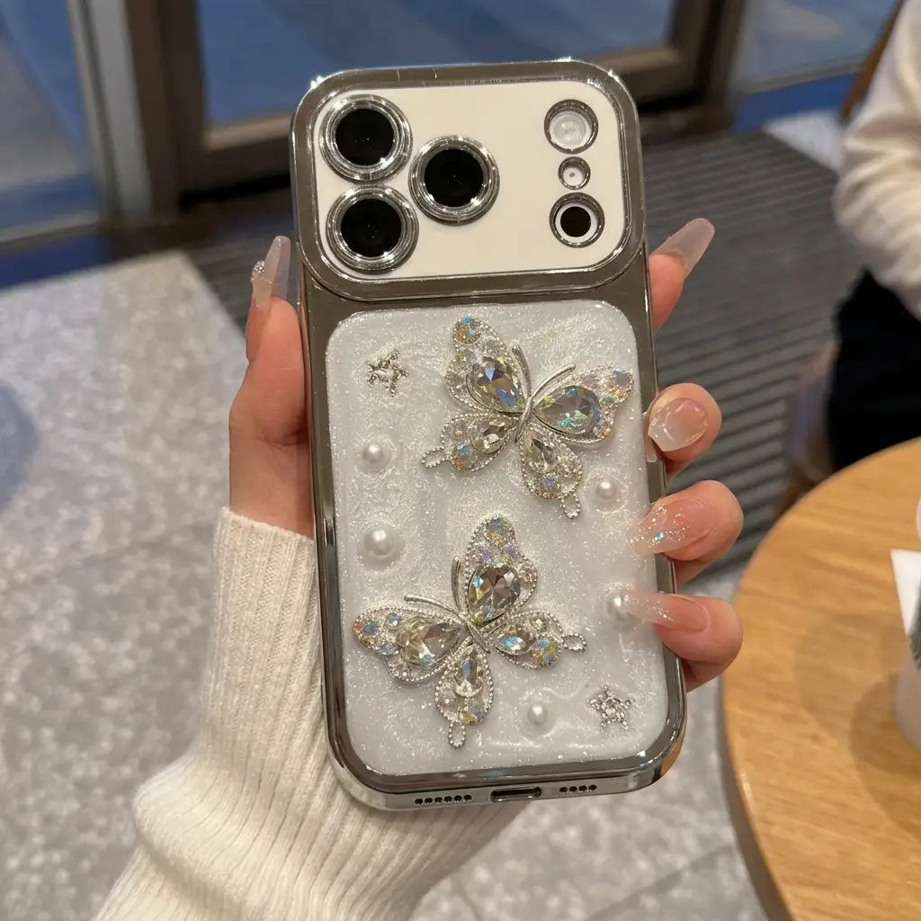 Luxury Pearl Butterfly Bling Case
