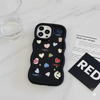 Playful Love Happy Hearts Wavy Case