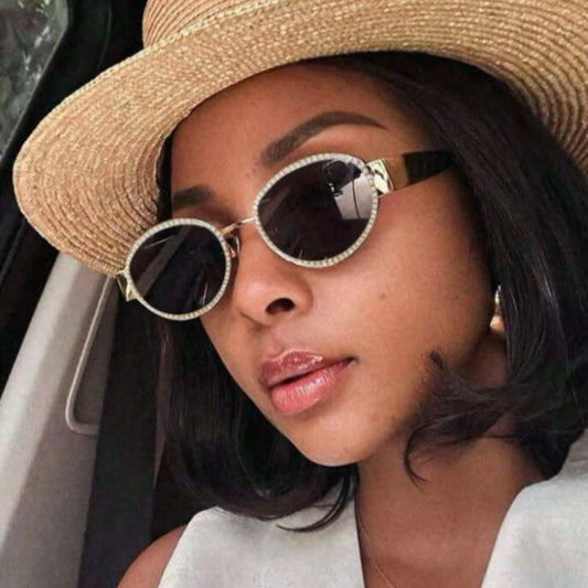 Gilded Crystal Oval Sunglasses