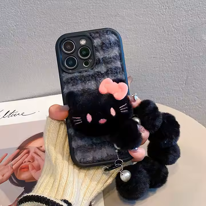 Cute Fluffy Kitty Plush Phone Case