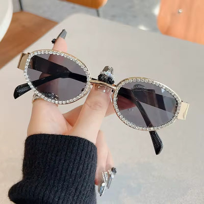 Gilded Crystal Oval Sunglasses