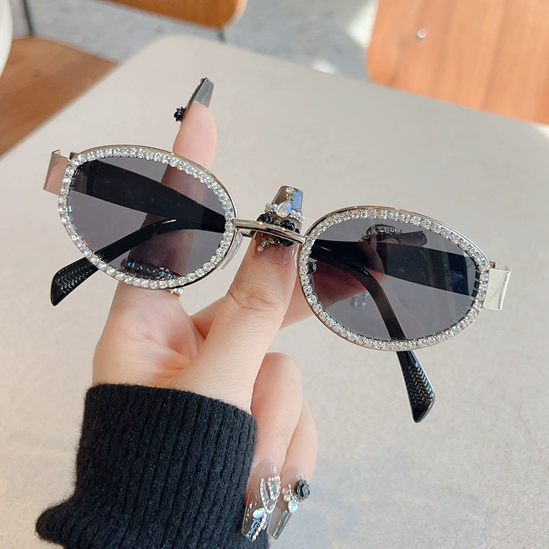 Gilded Crystal Oval Sunglasses