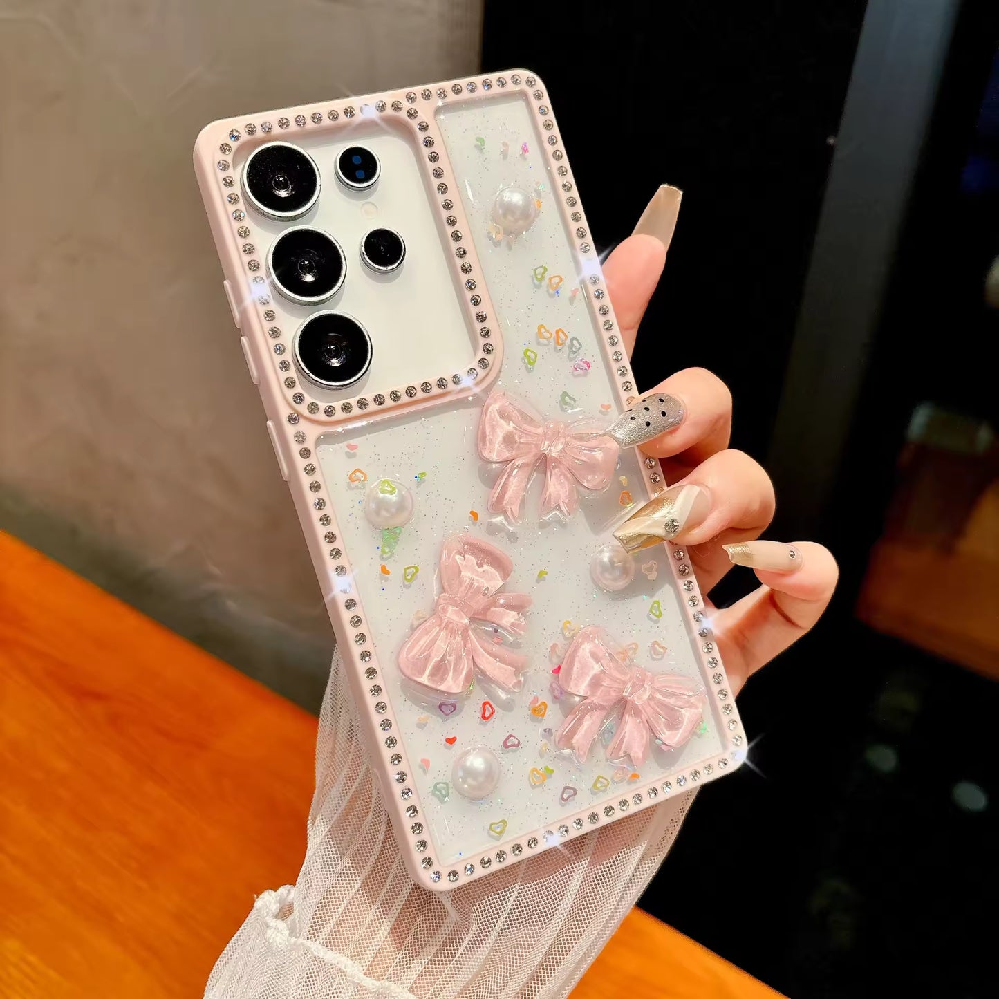 Dainty Blush Ribbon Glow Case - Samsung