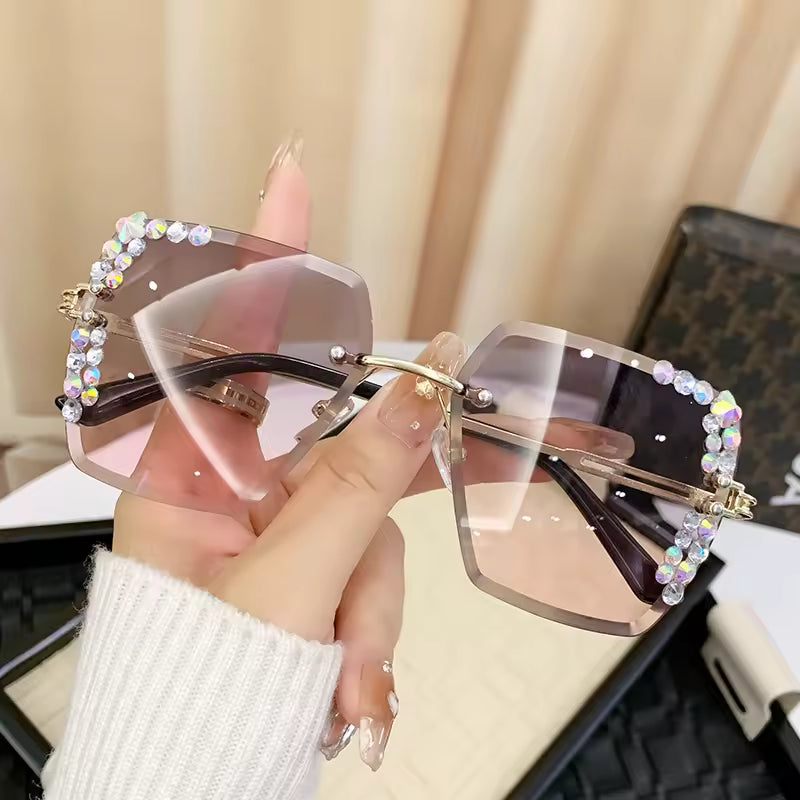 Starlight Diamond Glam Rimless Sunglasses
