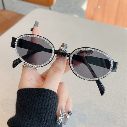 Gilded Crystal Oval Sunglasses