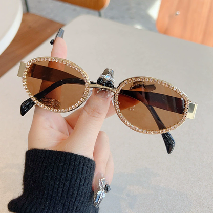 Gilded Crystal Oval Sunglasses