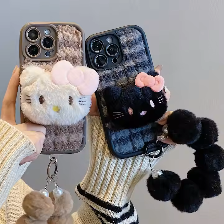 Cute Fluffy Kitty Plush Phone Case