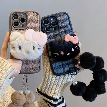 Cute Fluffy Kitty Plush Phone Case