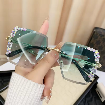 Starlight Diamond Glam Rimless Sunglasses