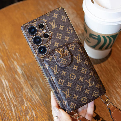 Luxury Monogram Leather Case With Wrist Strap