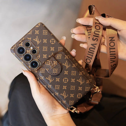 Luxury Monogram Leather Case With Wrist Strap
